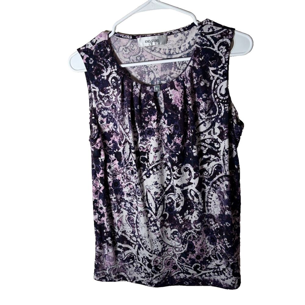 Jones Studio Tank Top Women's Medium Round Neck Keyhole Career Purple Shirt